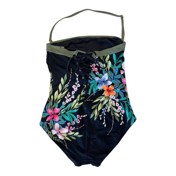 NWT Vince Camuto | Floral Lace Back Bandeau One Piece Swimsuit Pacific Grove 6 - Picture 3 of 10